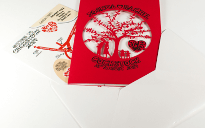 Custom printed laser cut wedding invitations