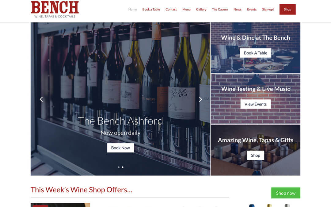 Restaurant website design for innovative new winebar in Ramsgate