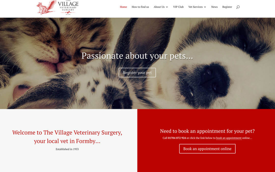 Vet website design project for Village Vets in Formby, UK