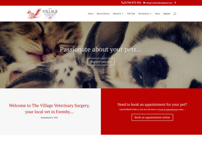 Vet website design project for Village Vets in Formby, UK