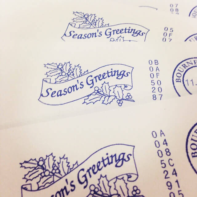 Christmas Card Printing - Franking machine, Seasons greetings message