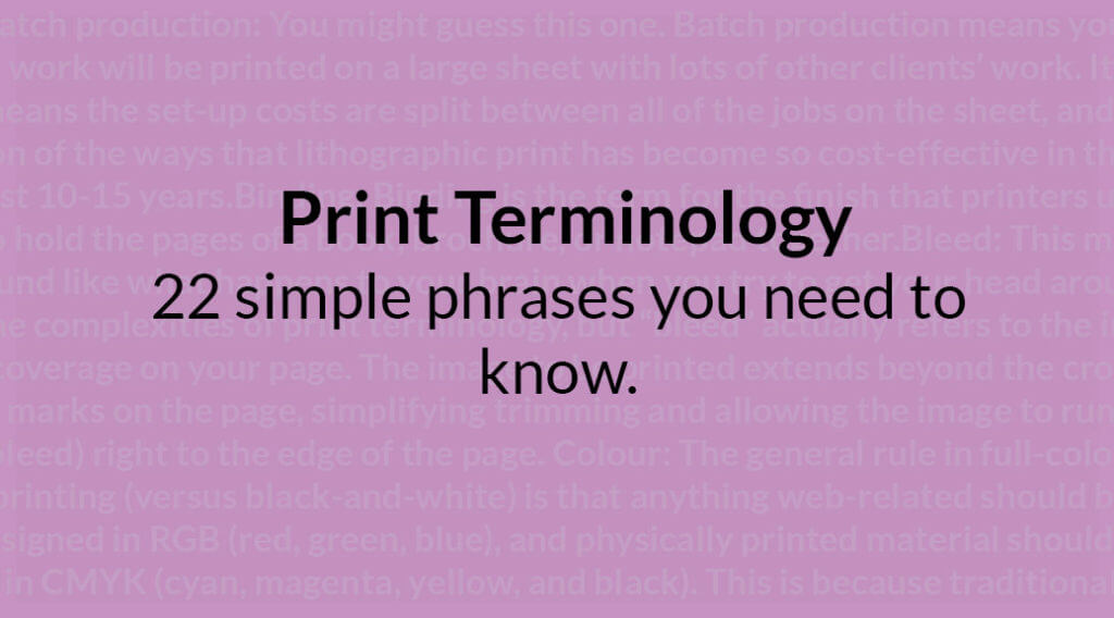 Print terminology