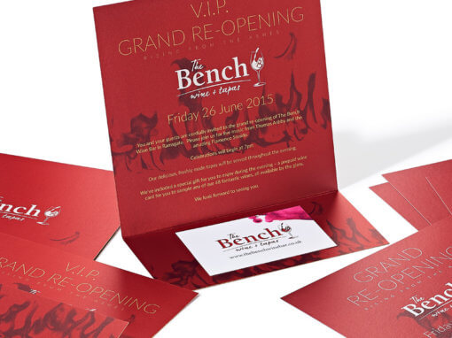 Making a big impact with metallic wine bar invitations